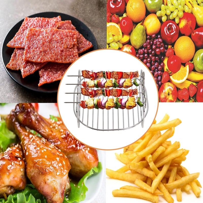 SQUISHCO 5Pcs Grill Stand, Grill Rack for Air Fryer 7 inches,Round Grill Rack with 4Pcs Skewers, Durable Air Fryer Accessories for Even Cooking - Image 4