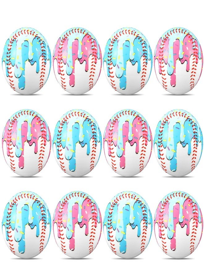 Seenelling 12 Pcs Baseball Ice Cream Drip Stress Balls 2 Colors 2.36 Inch Ice Cream Drip Stress PU Soft Foam Balls Baseball Party Gifts for Party Decorations Birthday Supplies - Image 1