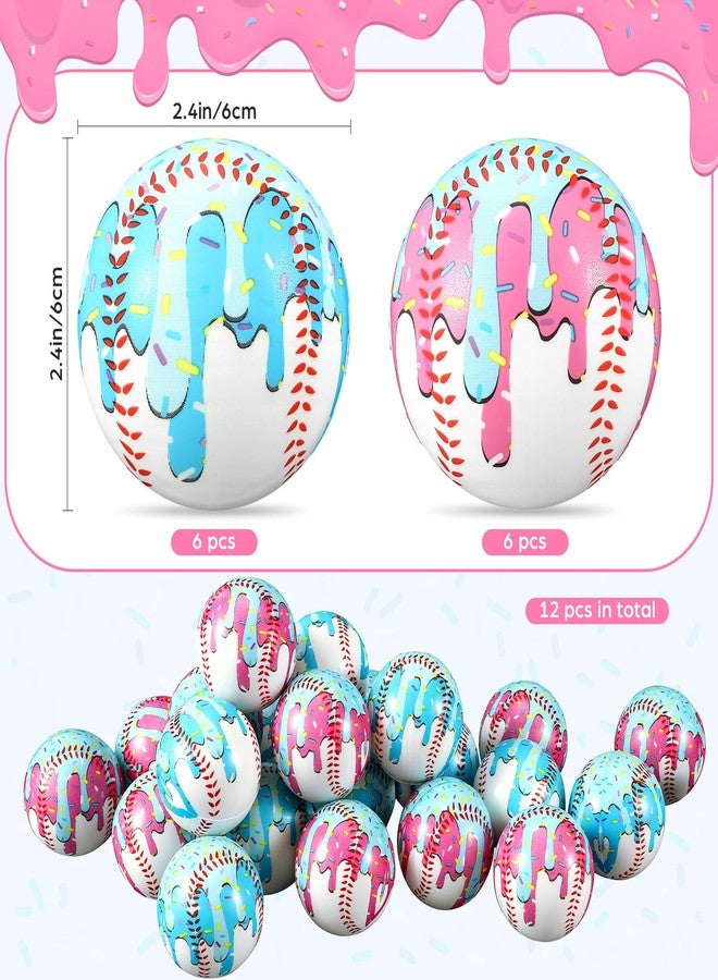 Seenelling 12 Pcs Baseball Ice Cream Drip Stress Balls 2 Colors 2.36 Inch Ice Cream Drip Stress PU Soft Foam Balls Baseball Party Gifts for Party Decorations Birthday Supplies - Image 2