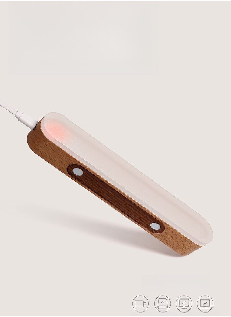 Generic - Wall Lamp，LED Wood Wall Lamp with Clock, Magnetic Night Light with Adjustable 3 Light Colors, Battery Operated USB Rechargeable LED Night Light with Romote Control Bedside Lamp for Bedrooms, Living Room - Image 1