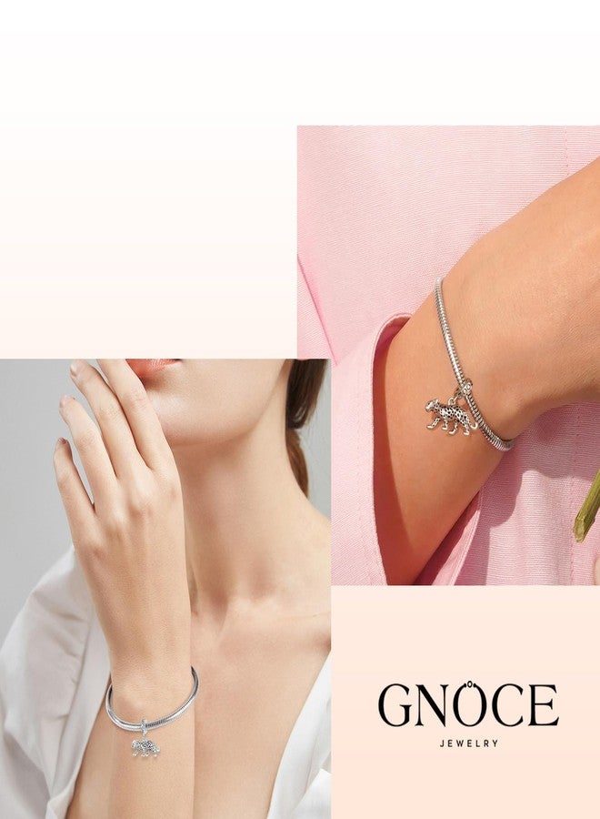 GNOCE Panther Animal Pendant Dangle Charm Bracelet For Her,S925 Sterling Silver Personalised Charm Pendant Necklace/Bracelet Jewelry Gift for Women Men - Image 5