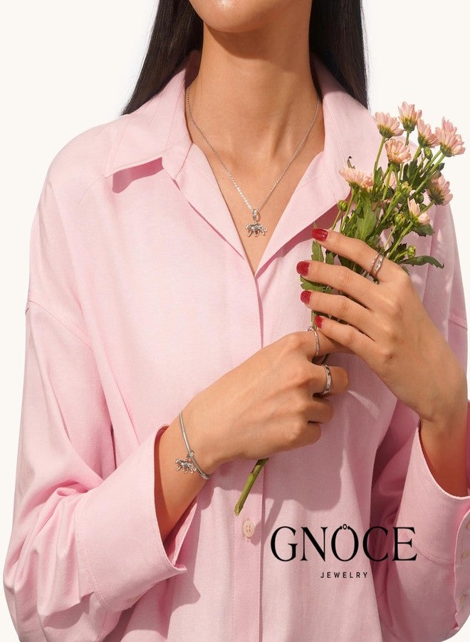 GNOCE Panther Animal Pendant Dangle Charm Bracelet For Her,S925 Sterling Silver Personalised Charm Pendant Necklace/Bracelet Jewelry Gift for Women Men - Image 4