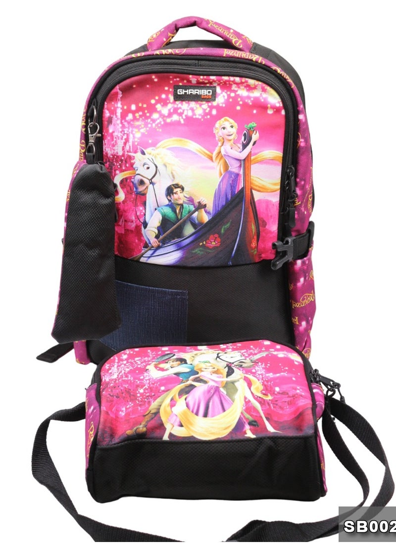Gharibo Bags School backpack with lunch bag Size 17 model 26 Rapunzel  - Image 2