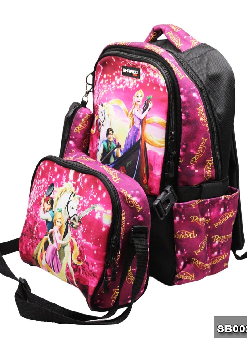 Gharibo Bags School backpack with lunch bag Size 17 model 26 Rapunzel  - Image 4