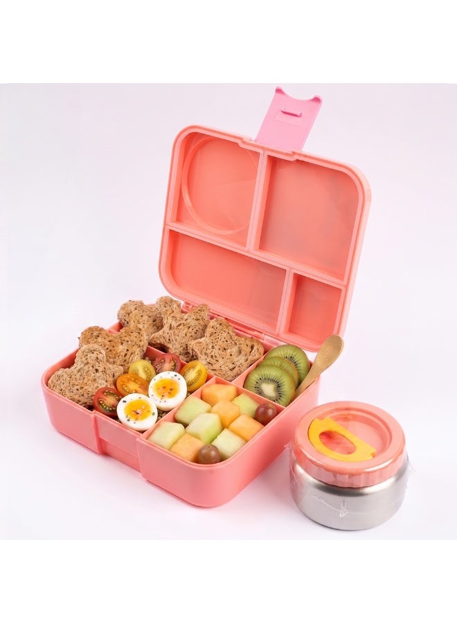 Cocobee Whale Bento Lunch Box With Food Jar, 4 Compartments - Pink - Image 4