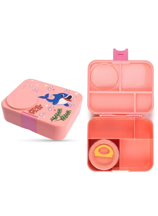 Cocobee Whale Bento Lunch Box With Food Jar, 4 Compartments - Pink - Image 1