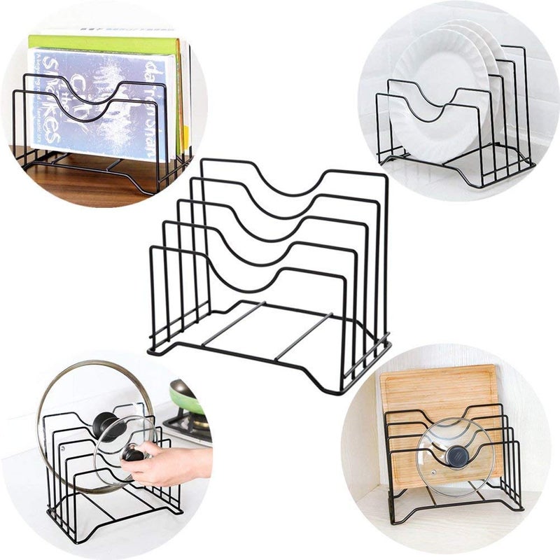 Vichaxan Kitchen Cabinet Pan Cover Storage Rack Plate Pot Lid Rack Cutting Board Organizer for Kitchen Pantry and Countertop Bakeware and Kitchenware - Image 3