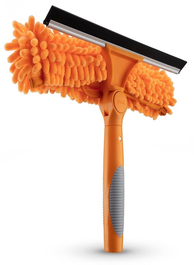 EXTEND-A-REACH Window Squeegee and Microfiber Scrubber 2-in-1 Combo // Multi-Angle Window Cleaning Tool // Window Washing Equipment for Solar Panel and RV Windshield // Threaded Window Cleaner (pole sold separately) - Image 1