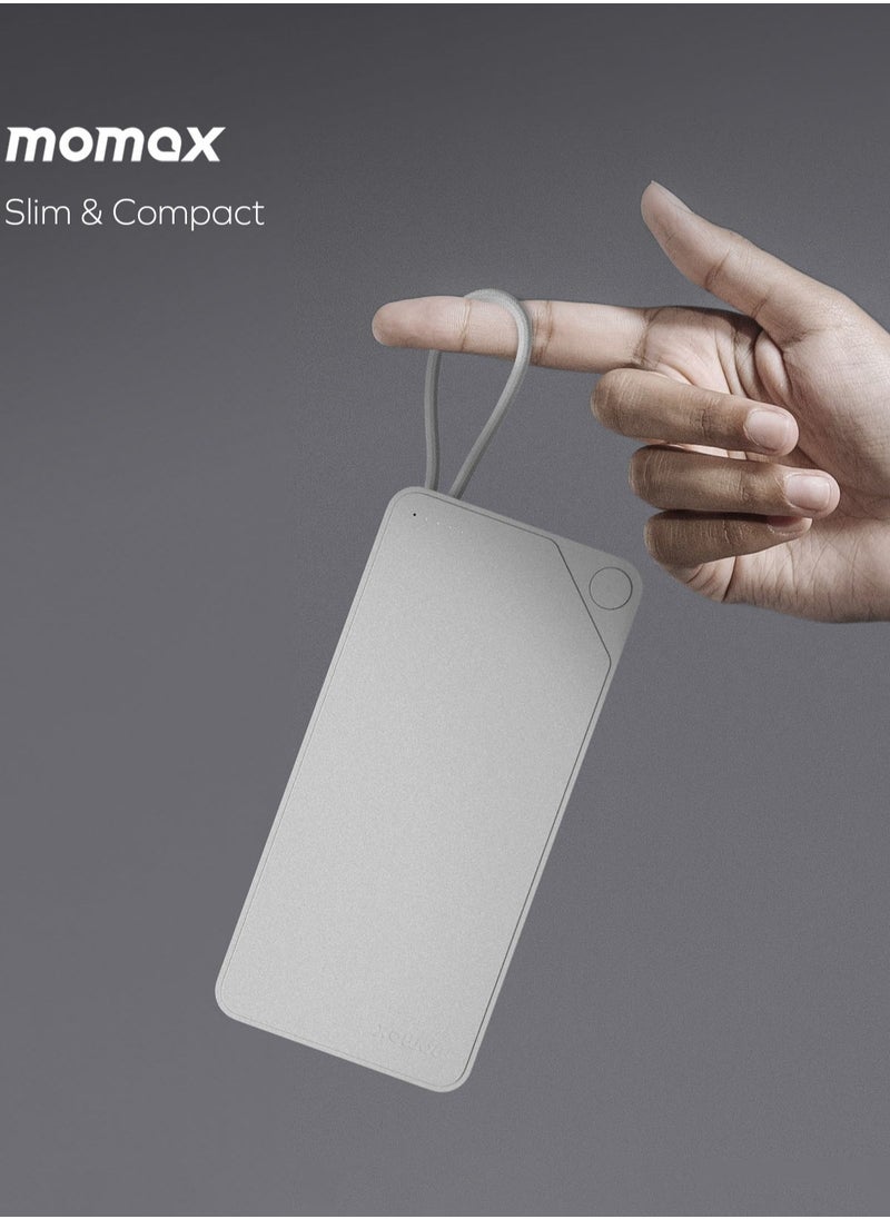 Momax - 1-Power X Battery Pack 20000 mAh Power Bank with Built-in USB-C PD Cable - White - Image 1
