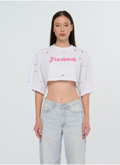 Flashmob Cropped Torn T-Shirt  - Image 1