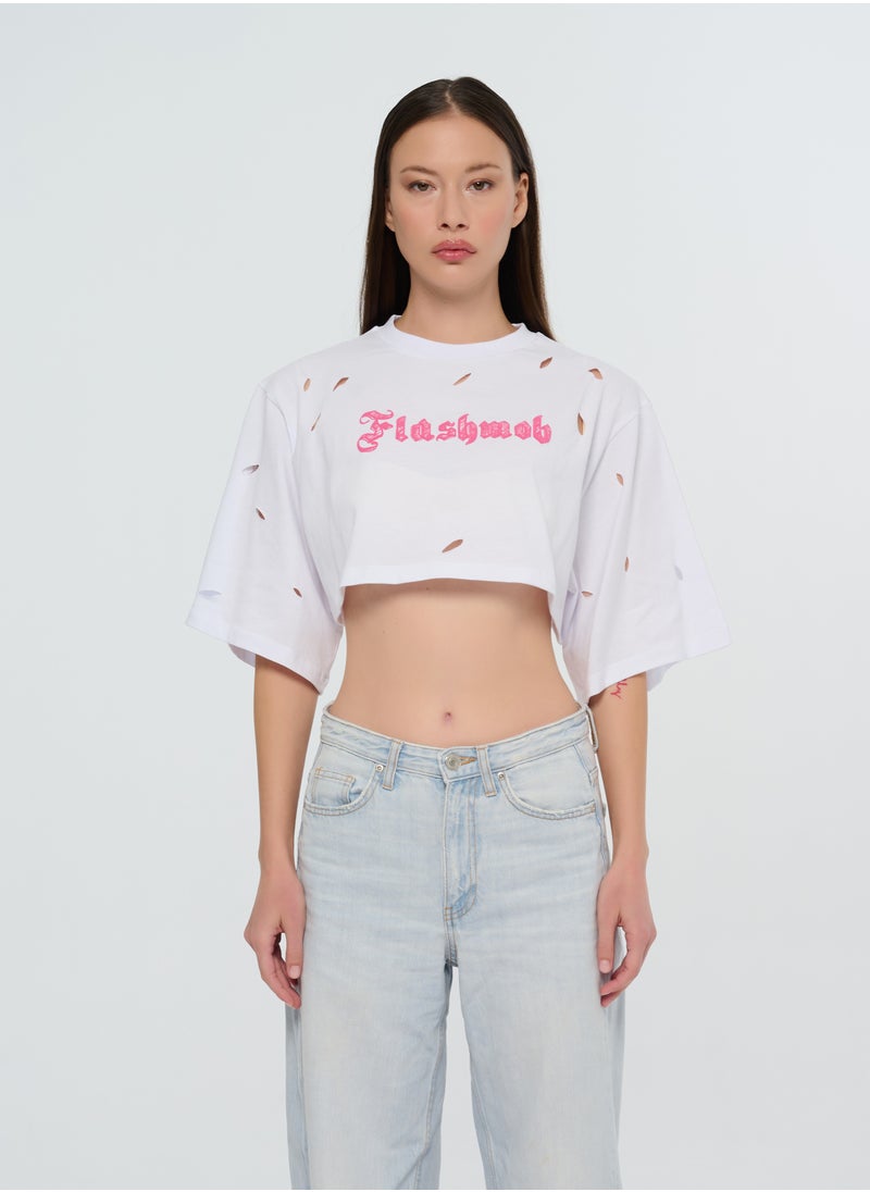 Flashmob Cropped Torn T-Shirt  - Image 1