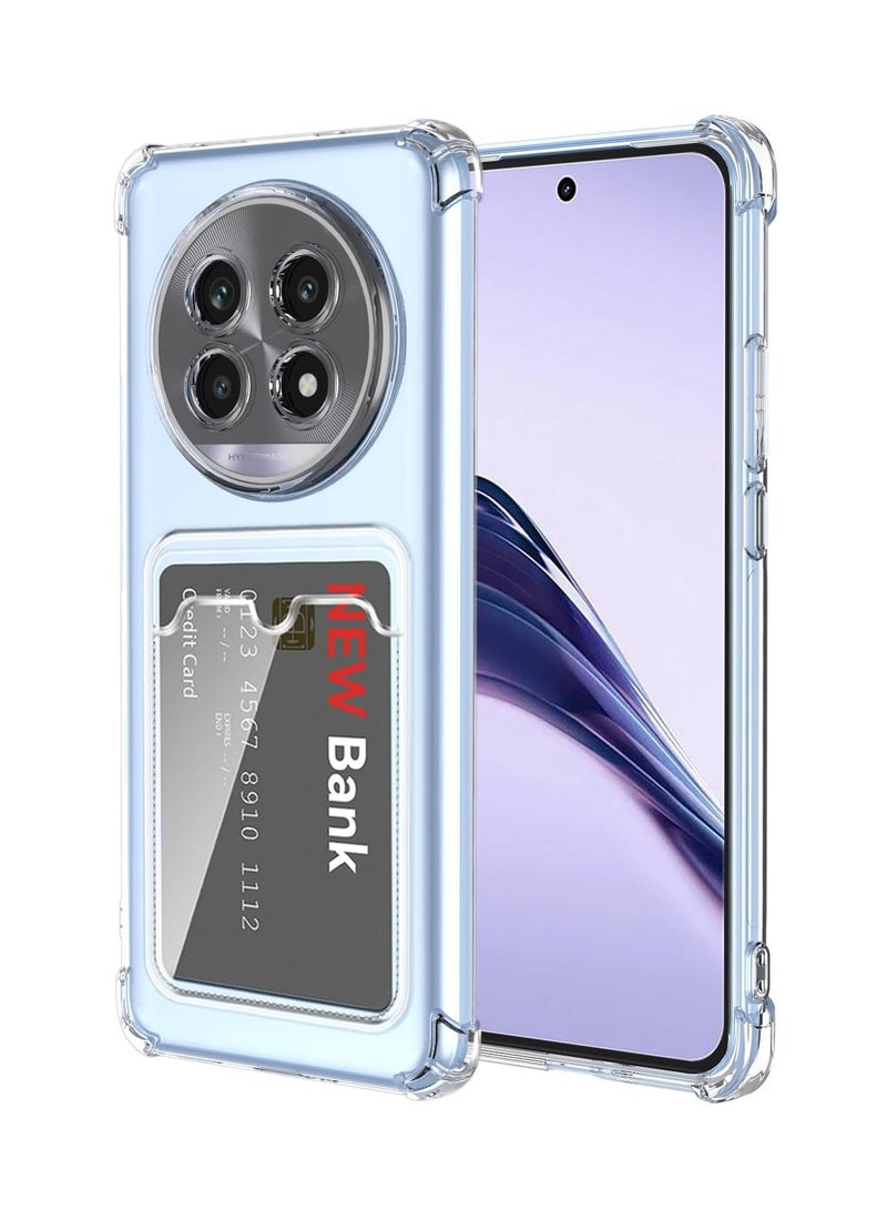 Realme 13 Pro | Realme 13 Pro+ Plus Case Clear Card Holder Back Wallet Crystal Transparent Soft TPU Shockproof Bumper Corner Drop Protection...