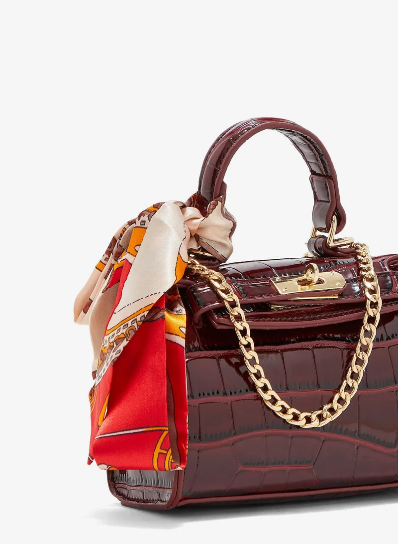 Ella Maroon Mini Handbag With Scarf Detail for Women | Best Price UAE