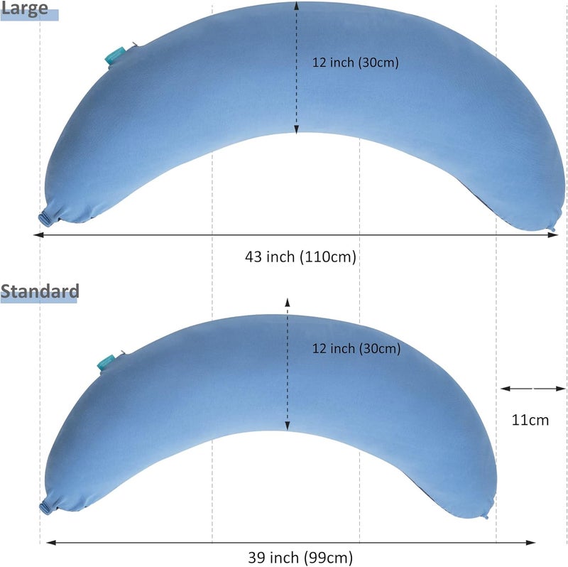 BYRIVER 43 Long C Shaped Body Pillow for Adults Men Women Side Sleeper Pillow for Neck Shoulder Back Pain Relief Cooling Post Sugery Pillow Pregnancy Pillow Blue Black Washable Pillowcase XL - Image 2
