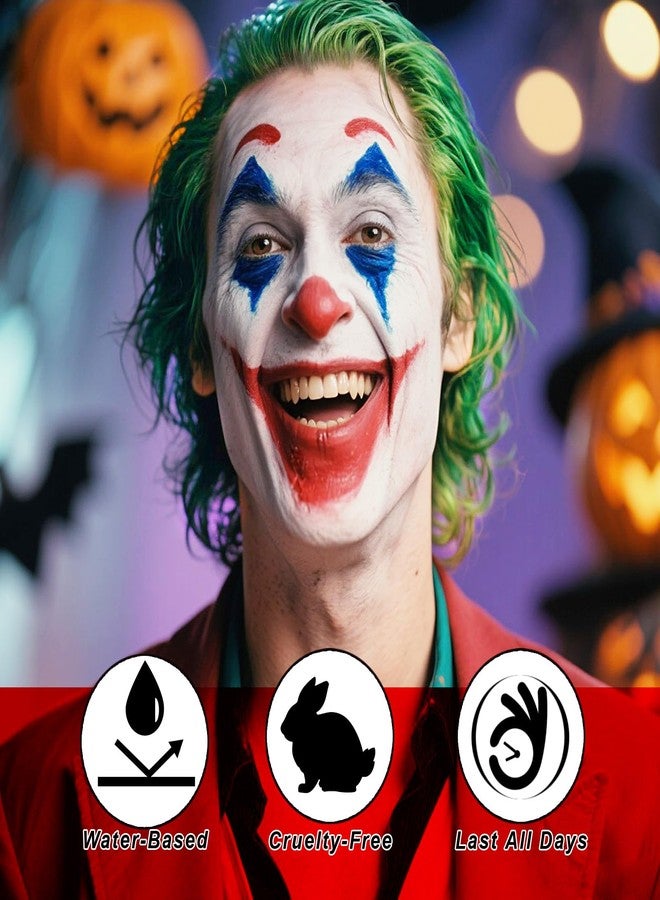 paminify مجموعة طلاء الوجه Paminify بالألوان الأحمر والأبيض والأزرق، 4 يوليو، الولايات المتحدة الأمريكية، طلاء جسم مائي 1.01 أونصة/قطعة مع إسفنجات، طلاء وجه هالوين لزي المهرج أو الشيطان - Image 3