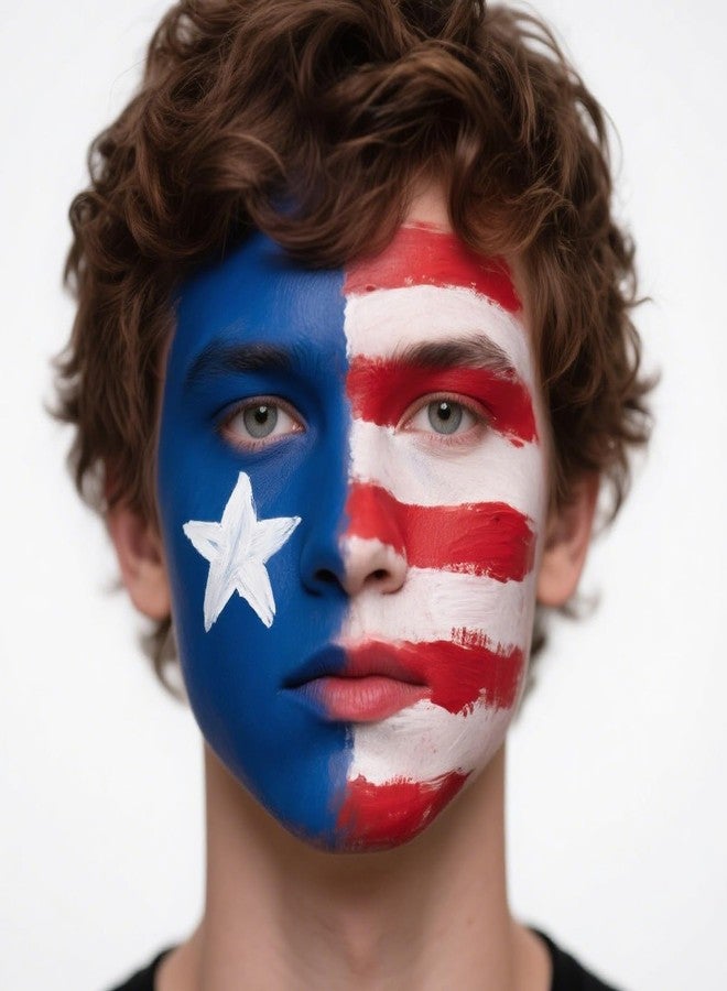 paminify مجموعة طلاء الوجه Paminify بالألوان الأحمر والأبيض والأزرق، 4 يوليو، الولايات المتحدة الأمريكية، طلاء جسم مائي 1.01 أونصة/قطعة مع إسفنجات، طلاء وجه هالوين لزي المهرج أو الشيطان - Image 2