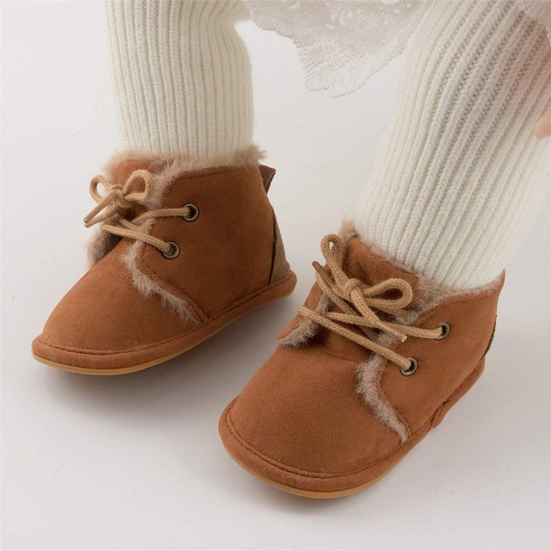 Meckior Baby Booties Newborn Infant Unisex Baby Girls Boys Velvet Rubber Anit-Slip Sole Shoes Toddler Fleece Cozy Winter Warm Prewalker Boots - Image 2