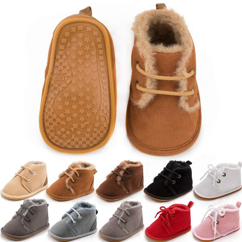 Meckior Baby Booties Newborn Infant Unisex Baby Girls Boys Velvet Rubber Anit-Slip Sole Shoes Toddler Fleece Cozy Winter Warm Prewalker Boots - Image 1