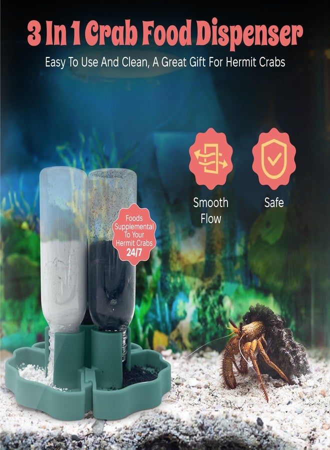 Snout and Shell Hermit Crab Gravity Feeder - 3 Well feeders - Green for Greensand, Oyster Shell Flour and Worm castings by Snout and Shell - Image 2