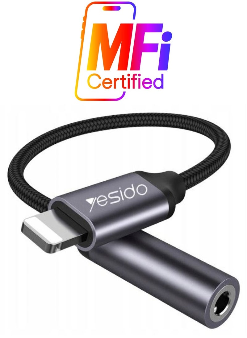 Raxoom Yesido Audio Cable AUX 3.5MM Lightning To Headphone Adapter 3.5millimeter Black - Image 1