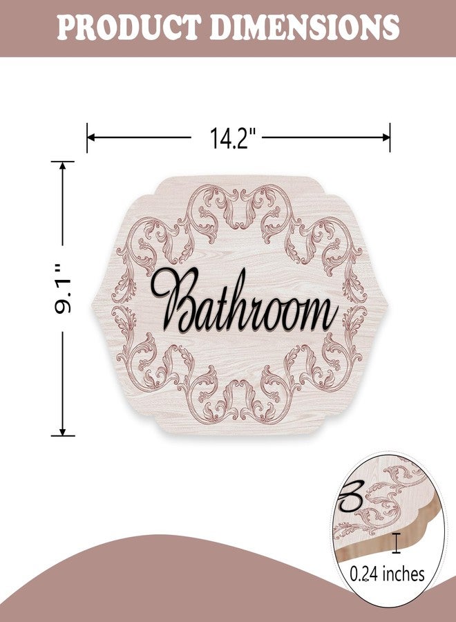 Bolisom Vintage Bathroom Front Door Sign, Retro Wood Plaque Hanger Toilet Washroom Restroom Home Decor, Farmhouse Wooden Wreath Indoor Wall Hanging Decoration - Image 2