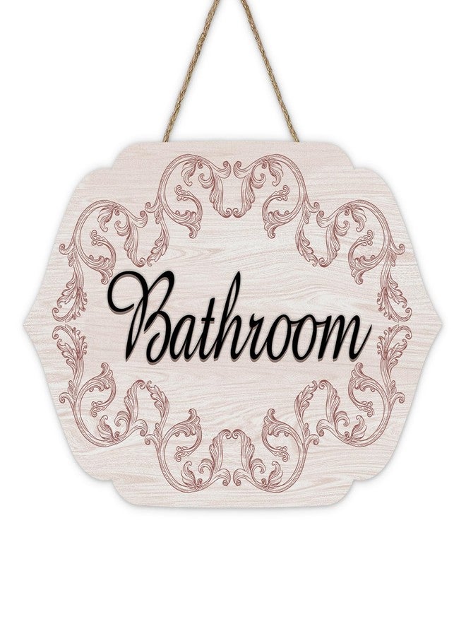 Bolisom Vintage Bathroom Front Door Sign, Retro Wood Plaque Hanger Toilet Washroom Restroom Home Decor, Farmhouse Wooden Wreath Indoor Wall Hanging Decoration - Image 1