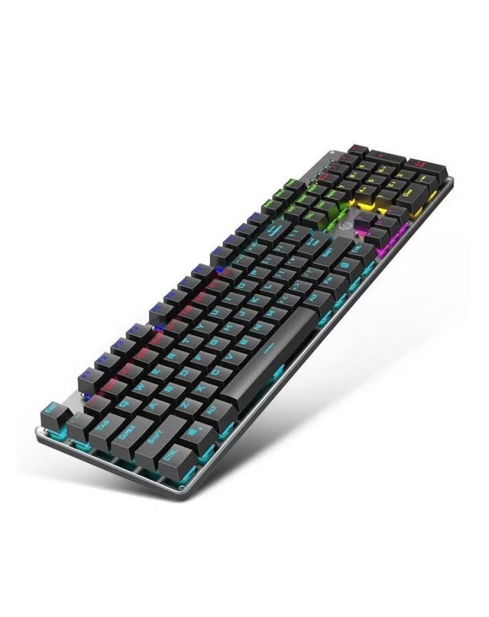 HP لوحة مفاتيح ألعاب ميكانيكية GK100F، 104 مفاتيح، مفاتيح زرقاء (Blue Switch)، إضاءة خلفية RGB، توصيل سلكي عبر USB، لون أسود. - Image 2