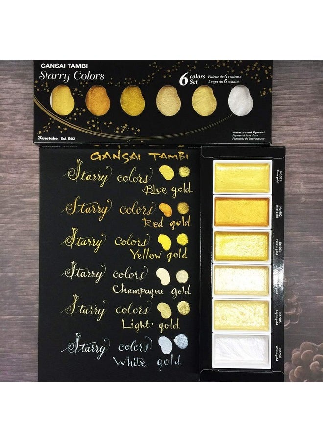 Kuretake - Gansai Tambi Starry Colors Watercolor Paint Set 6 Colors Professionalquality For Artists And Crafters Apcertified For Adult Made In Japan - Image 1