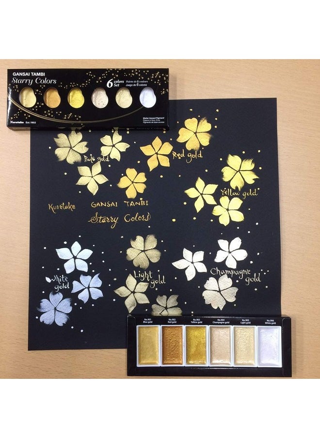 Kuretake - Gansai Tambi Starry Colors Watercolor Paint Set 6 Colors Professionalquality For Artists And Crafters Apcertified For Adult Made In Japan - Image 1