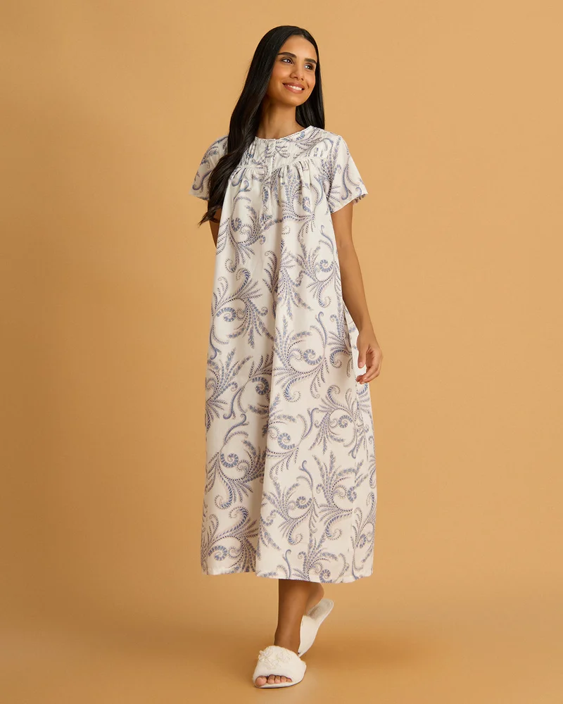 REDTAG Women White Floral Nightgown