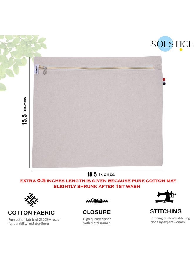 سولستيس أغطية/أكياس الساري القطنية الكبيرة من SOLSTICE للتخزين الفردي (18 × 15 بوصة) للساري الحريري الكبير، واللينجها، والملابس ذات الإغلاق بسحاب (بدون نافذة - عبوة من 10 قطع)، بيج - Image 2