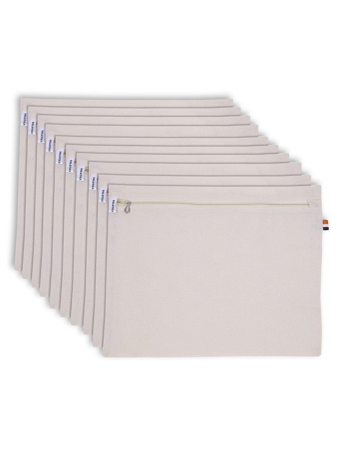 سولستيس أغطية/أكياس الساري القطنية الكبيرة من SOLSTICE للتخزين الفردي (18 × 15 بوصة) للساري الحريري الكبير، واللينجها، والملابس ذات الإغلاق بسحاب (بدون نافذة - عبوة من 10 قطع)، بيج - Image 1