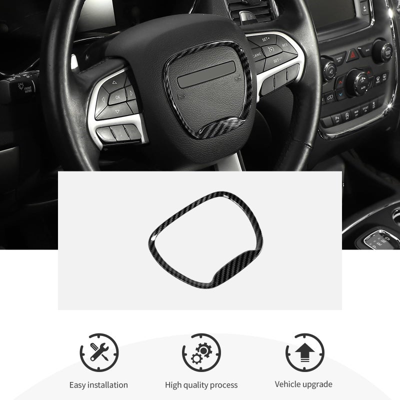 CheroCar Central Control Steering Button Frame Trim Car Interior Decoration Fit for Dodge Challenger Durango Charger 2015-2026 Interior Accessories,Black Carbon Fiber - Image 5