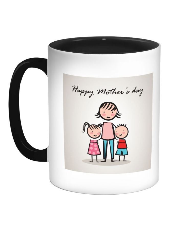 فنجان قهوة مطبوع بمناسبة عيد الأم أسود/رمادي/وردي 325 مل