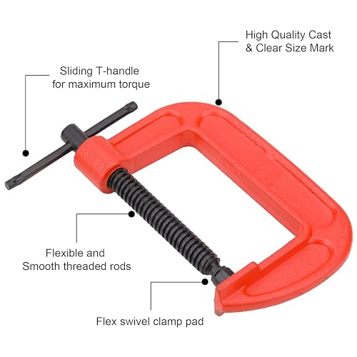 Homdum Heavy Duty G Clamp | C Type Clamping Tool | Set of 4 Pieces (4 inch) - Image 5
