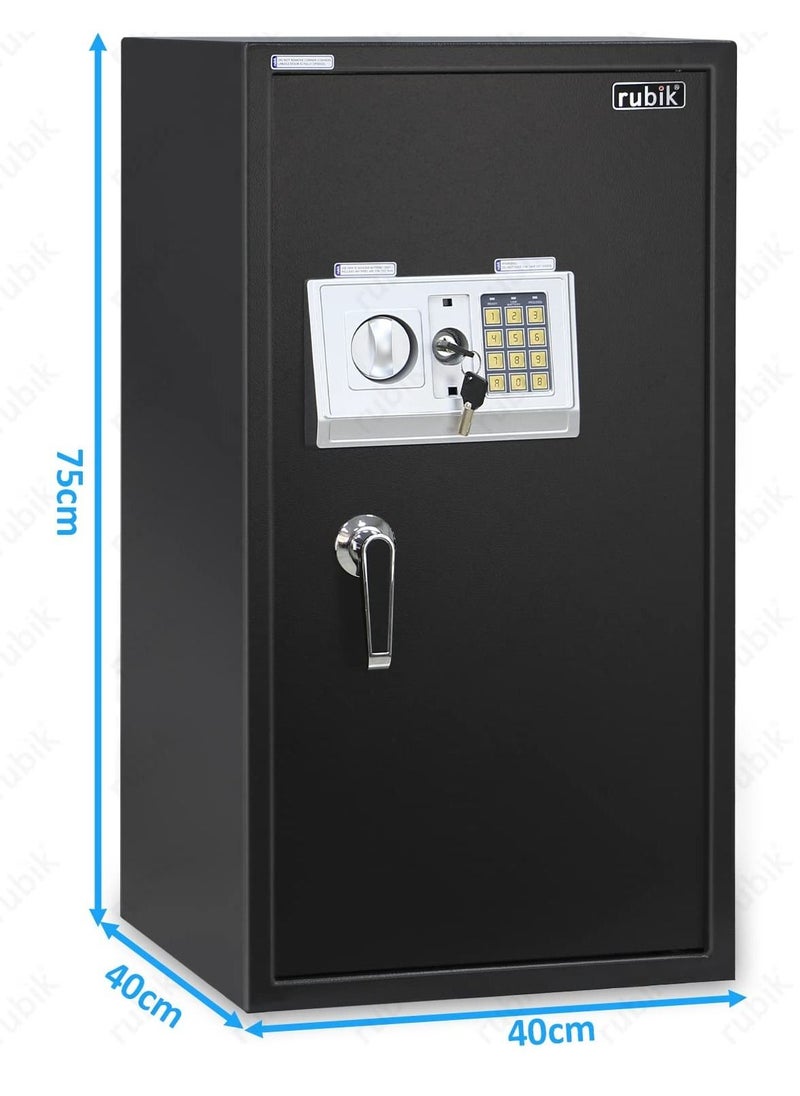 Rubik - Safe Box Large with Digital Keypad and Key Lock, Security Locker for Money Files folder Documents Jewelry Home Office RB75EDA (Size 75x40x40cm) Black - Image 1