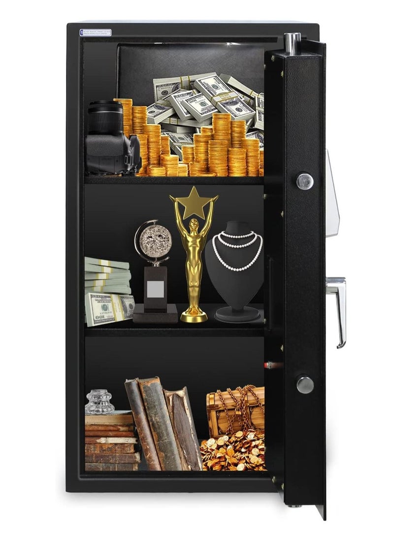 Rubik - Safe Box Large with Digital Keypad and Key Lock, Security Locker for Money Files folder Documents Jewelry Home Office RB75EDA (Size 75x40x40cm) Black - Image 1
