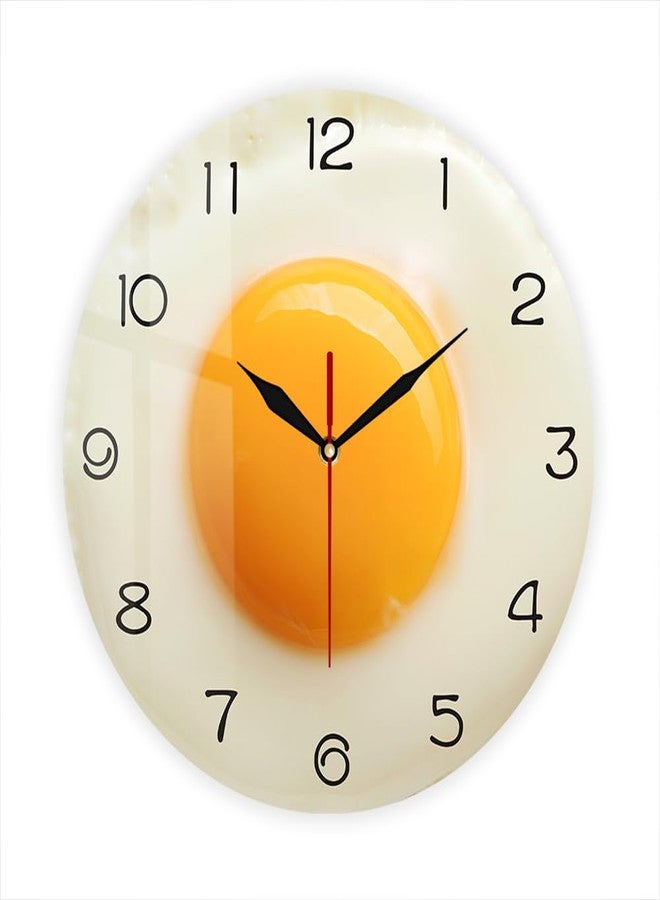 Timethink 12 Inch Kitchen Wall Clock, Fried Egg Poached Egg Wall Clock Silent Non Ticking Quartz Egg Yolk Clock Round Analog Wall Watch Breakfast Food Dining Hall Canteen Restaurant Cafe Wall Art - Image 1