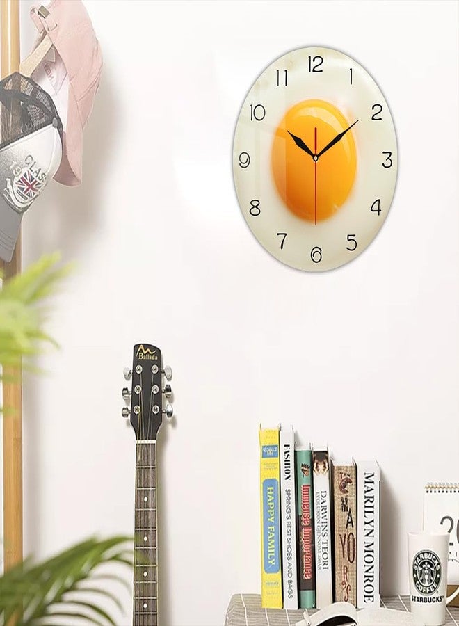 Timethink 12 Inch Kitchen Wall Clock, Fried Egg Poached Egg Wall Clock Silent Non Ticking Quartz Egg Yolk Clock Round Analog Wall Watch Breakfast Food Dining Hall Canteen Restaurant Cafe Wall Art - Image 5