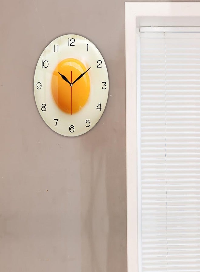 Timethink 12 Inch Kitchen Wall Clock, Fried Egg Poached Egg Wall Clock Silent Non Ticking Quartz Egg Yolk Clock Round Analog Wall Watch Breakfast Food Dining Hall Canteen Restaurant Cafe Wall Art - Image 4