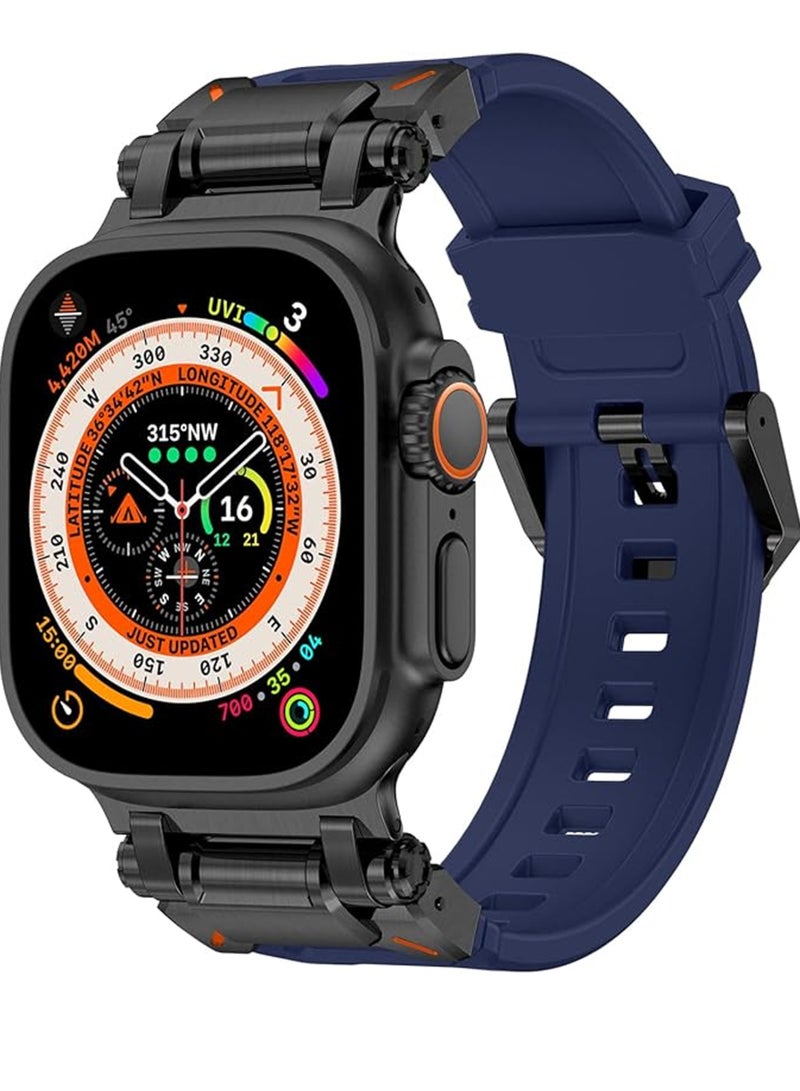 Apple Watch Ultra, Ultra 2 / 9 8 7 6 5 4 3 2 1 SE, Silicone Band Soft Silicone Waterproof Strap Wristbands Compatible with iWatch Apple Watch Series Ultra 49mm 45mm 44mm 42mm - Dark Blue - Image 1