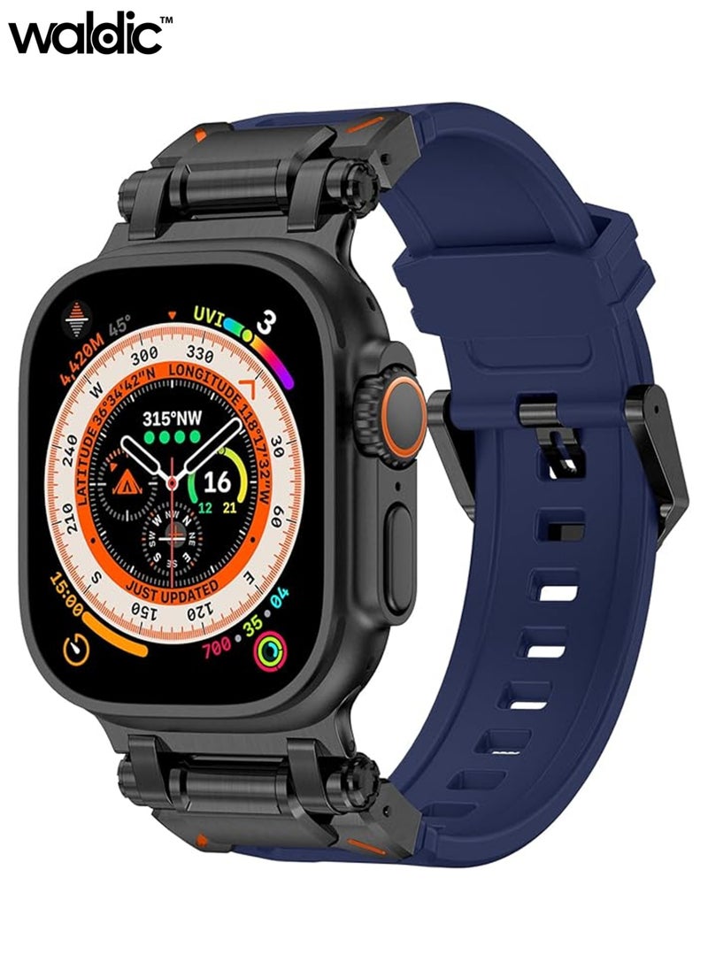 Waldic - Apple Watch Ultra, Ultra 2 / 9 8 7 6 5 4 3 2 1 SE, Silicone Band Soft Silicone Waterproof Strap Wristbands Compatible with iWatch Apple Watch Series Ultra 49mm 45mm 44mm 42mm - Dark Blue - Image 1