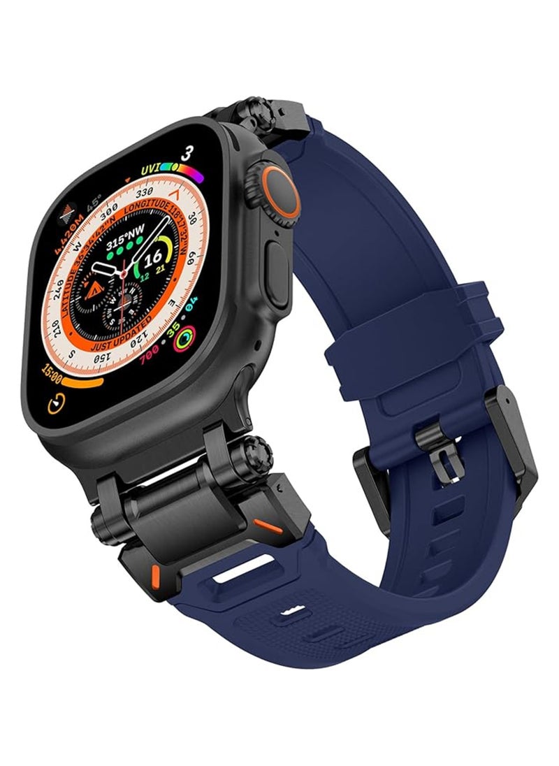 Waldic - Apple Watch Ultra, Ultra 2 / 9 8 7 6 5 4 3 2 1 SE, Silicone Band Soft Silicone Waterproof Strap Wristbands Compatible with iWatch Apple Watch Series Ultra 49mm 45mm 44mm 42mm - Dark Blue - Image 1