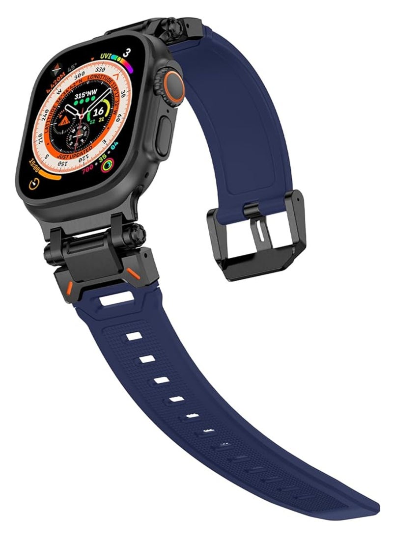 Waldic - Apple Watch Ultra, Ultra 2 / 9 8 7 6 5 4 3 2 1 SE, Silicone Band Soft Silicone Waterproof Strap Wristbands Compatible with iWatch Apple Watch Series Ultra 49mm 45mm 44mm 42mm - Dark Blue - Image 1