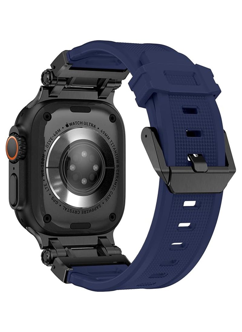 Waldic - Apple Watch Ultra, Ultra 2 / 9 8 7 6 5 4 3 2 1 SE, Silicone Band Soft Silicone Waterproof Strap Wristbands Compatible with iWatch Apple Watch Series Ultra 49mm 45mm 44mm 42mm - Dark Blue - Image 1