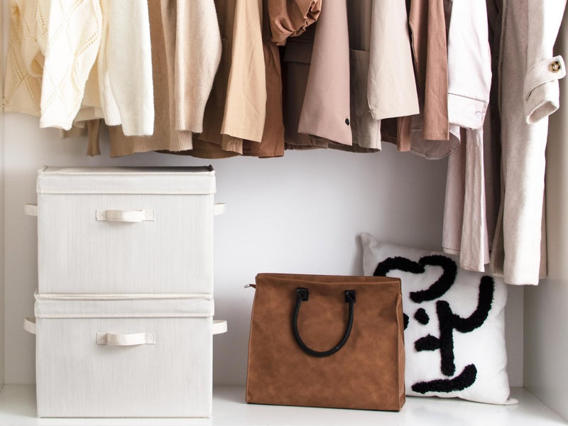 StorageWorks Closet Storage Bin with Lids, Decorative Storage Boxes with Handles, Fabric Storage Bins for Clothes, Jumbo, Mixing of Beige, White & Ivory, 2-Pack - Image 4