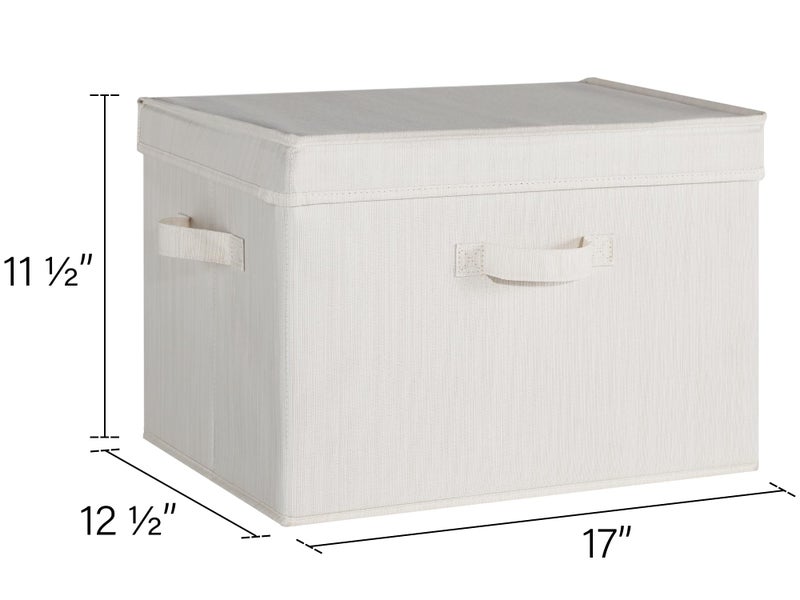 StorageWorks Closet Storage Bin with Lids, Decorative Storage Boxes with Handles, Fabric Storage Bins for Clothes, Jumbo, Mixing of Beige, White & Ivory, 2-Pack - Image 2