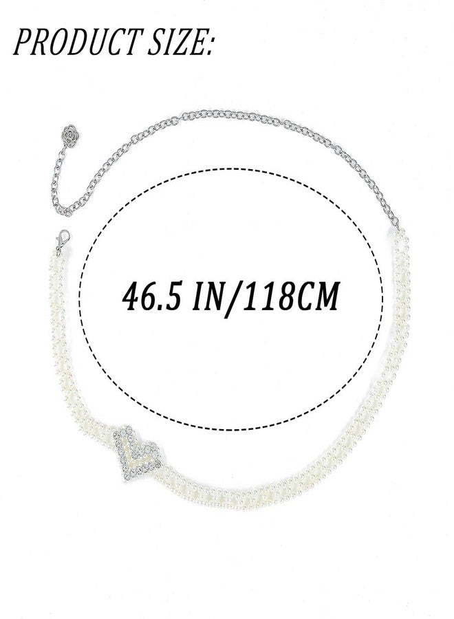 CanB Women Pearl Waist Belt Love Bead Wedding Belt Bridal Crystal Belts for Dress - Image 5