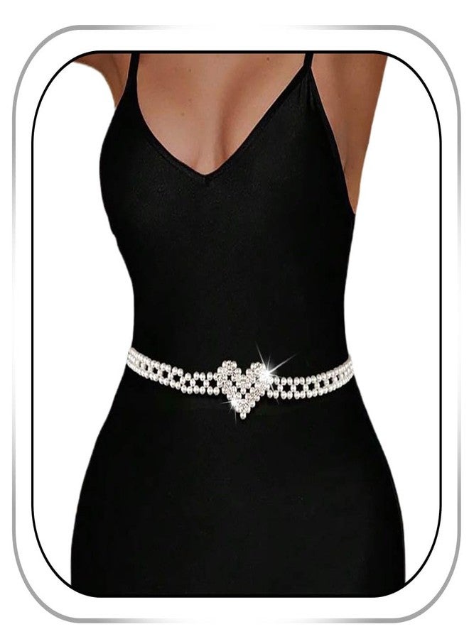 CanB Women Pearl Waist Belt Love Bead Wedding Belt Bridal Crystal Belts for Dress - Image 1
