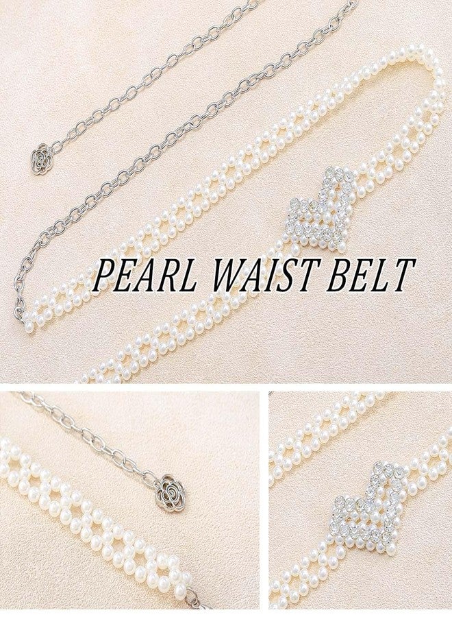 CanB Women Pearl Waist Belt Love Bead Wedding Belt Bridal Crystal Belts for Dress - Image 4